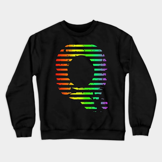 Q Letter Rainbow Paint Gift Idea Crewneck Sweatshirt by Macphisto Shirts